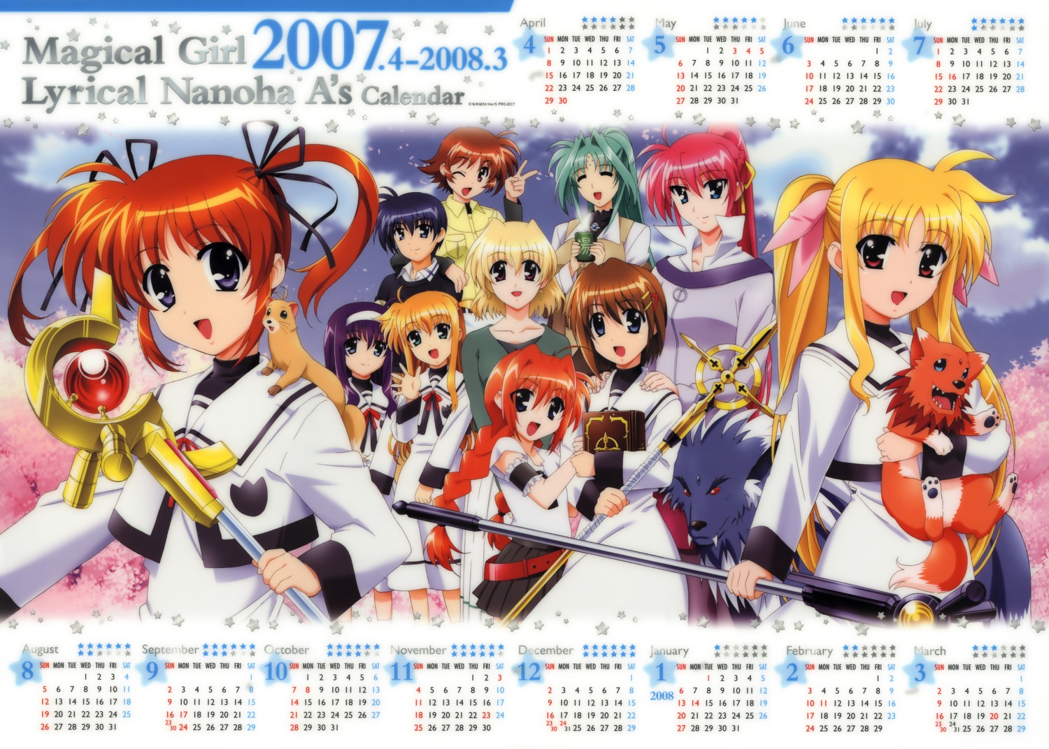 alisa_bannings amy_limiette arf calendar chrono_harlaown fate_testarossa lindy_harlaown mahou_shoujo_lyrical_nanoha mahou_shoujo_lyrical_nanoha_a's shamal signum takamachi_nanoha tsukimura_suzuka vita yagami_hayate yuuno_scrya zafira