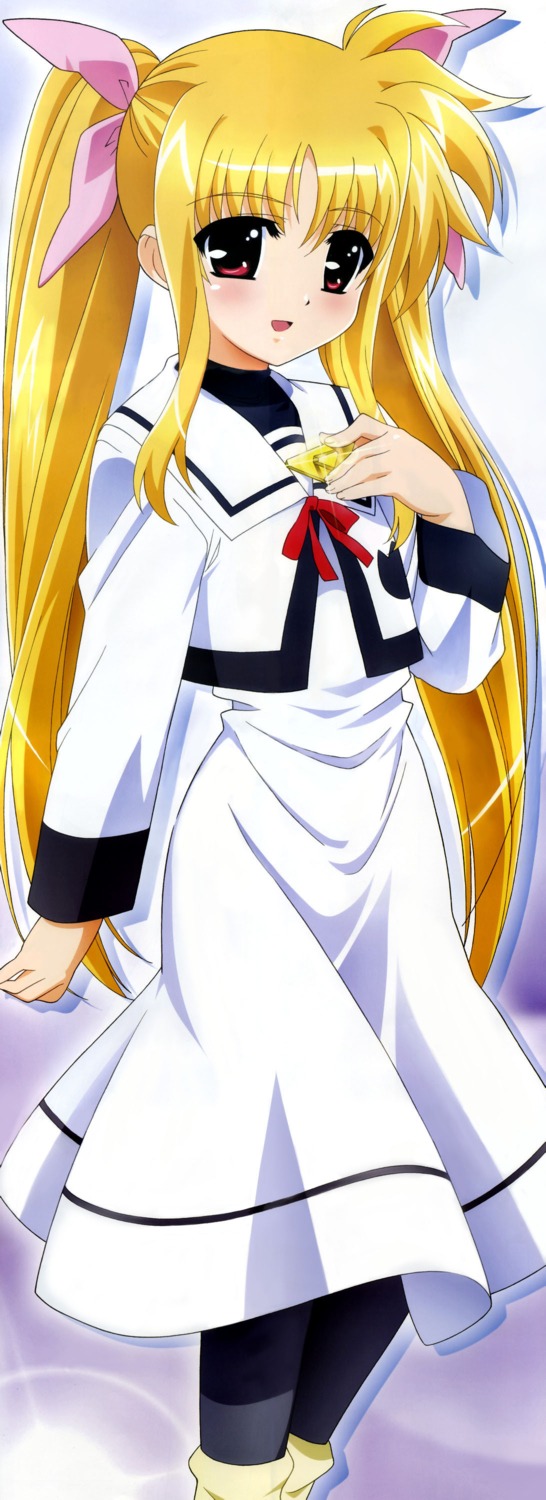 dress fate_testarossa mahou_shoujo_lyrical_nanoha pantyhose seifuku stick_poster