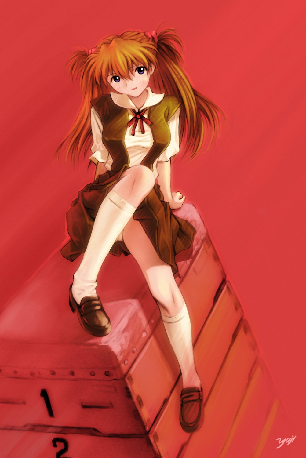 neon_genesis_evangelion pantsu seifuku skirt_lift souryuu_asuka_langley yuuji