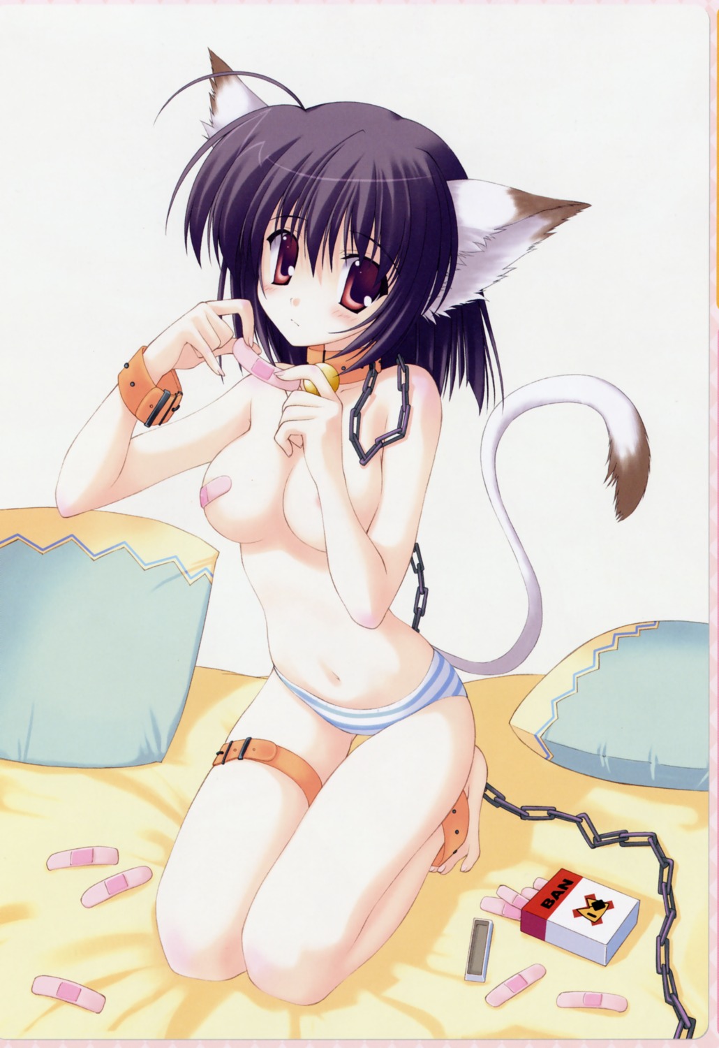 animal_ears bandaid nanao_naru nekomimi pantsu pasties shimapan tail topless