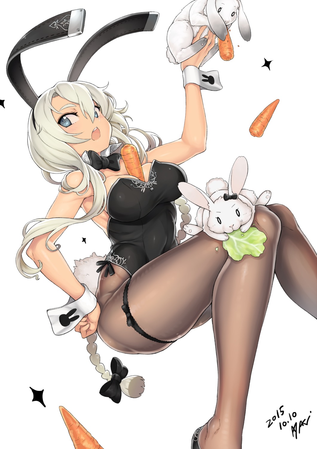 yande.re 333442 sample animal_ears ayaki bunny_ears bunny_girl cleavage no_bra nopan pantyhose tail.