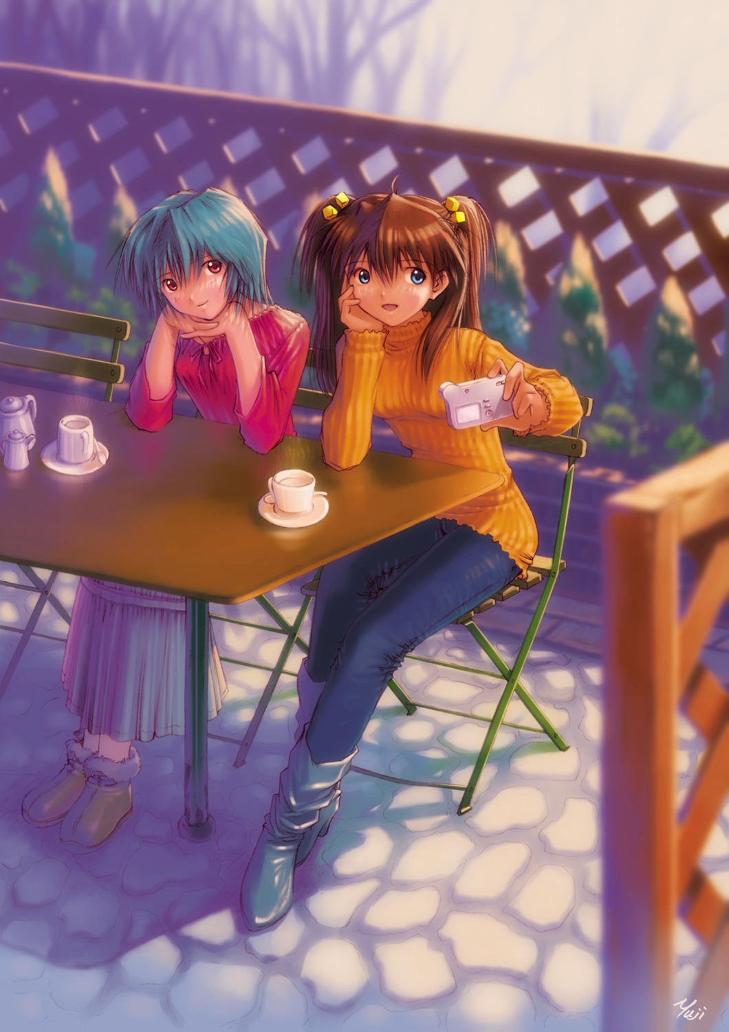 ayanami_rei nagko neon_genesis_evangelion souryuu_asuka_langley sweater yuuji