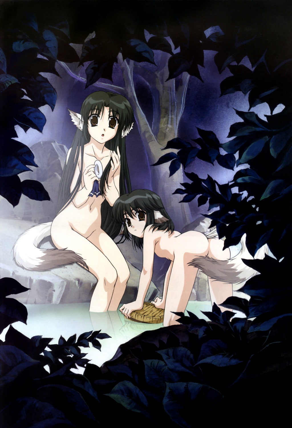 animal_ears aruruu ass bathing eruruu inumimi loli nakata_masahiko naked onsen tail utawarerumono wet