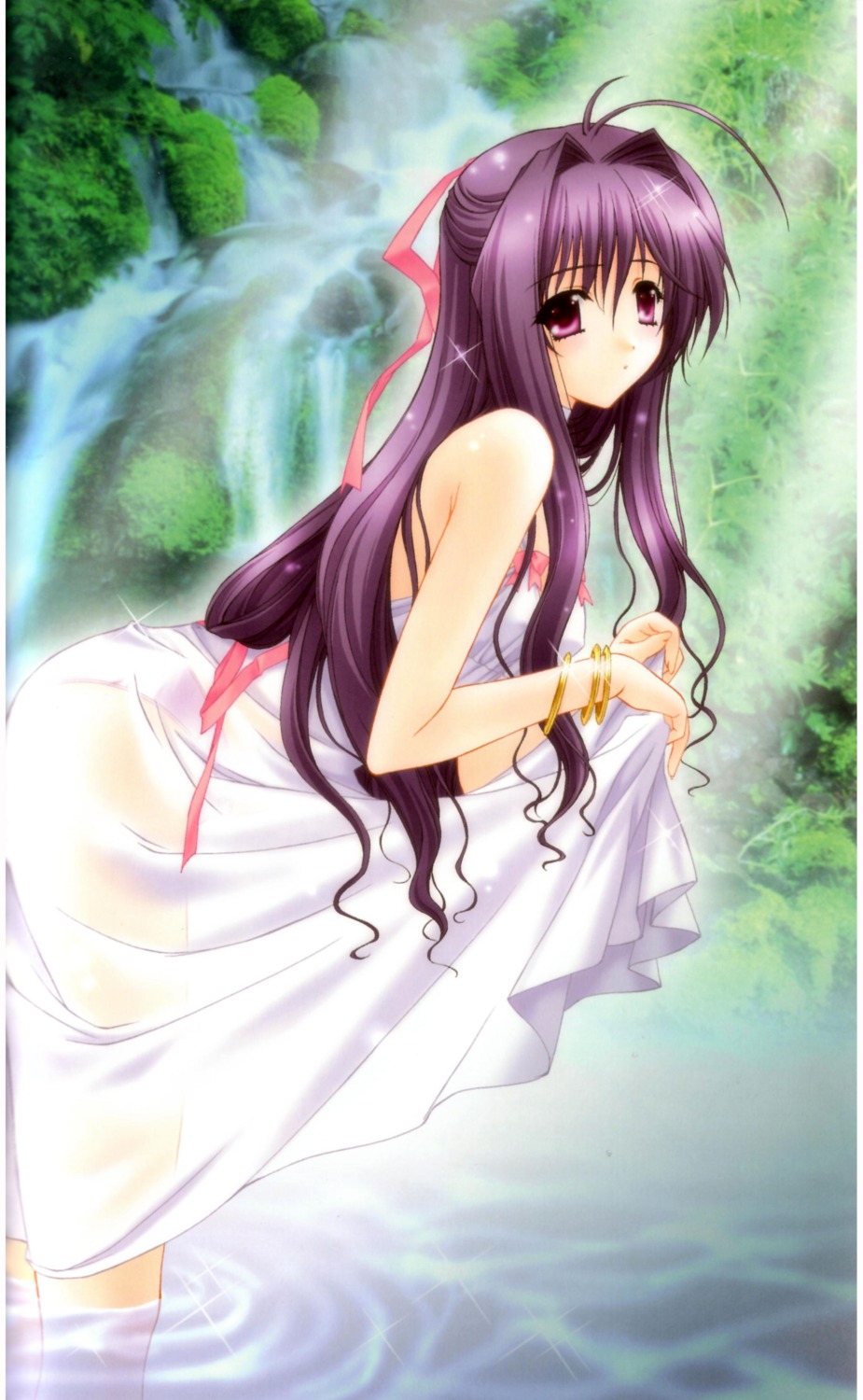 dress kimizuka_aoi pantsu see_through skirt_lift summer_dress wet