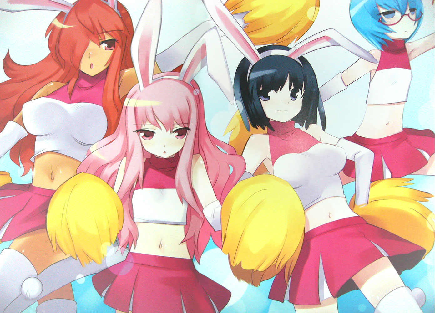 animal_ears bunny_ears cheerleader kirche louise siesta tabitha usatsuka_eiji zero_no_tsukaima