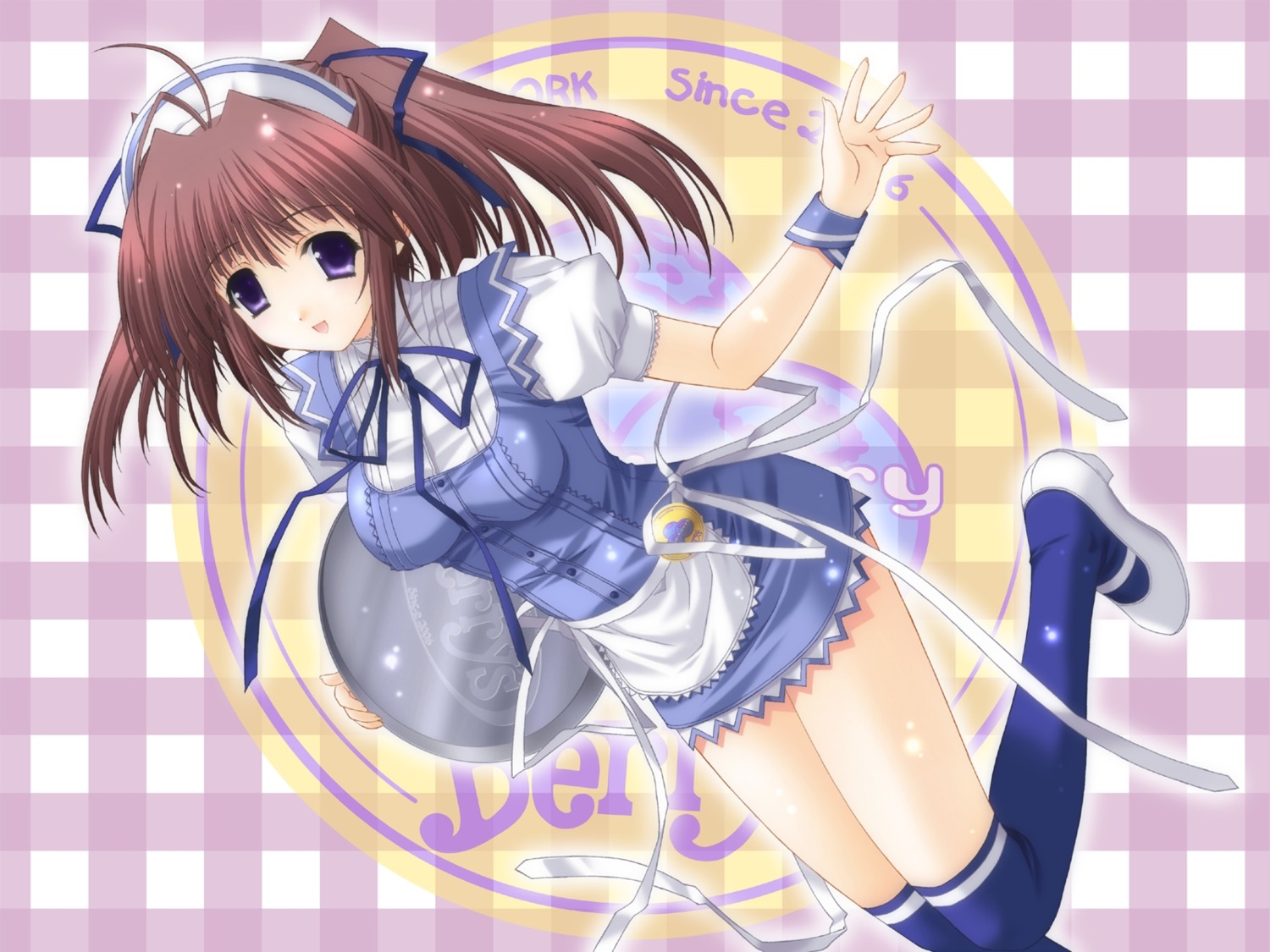 berry's izuno_youko kimizuka_aoi thighhighs waitress wallpaper