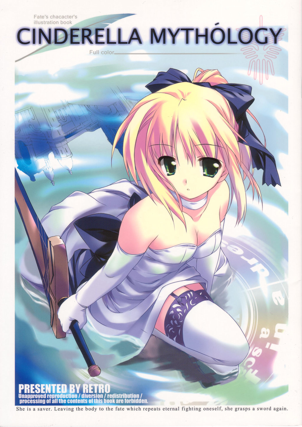 cleavage dress fate/stay_night kiba_satoshi saber stockings thighhighs