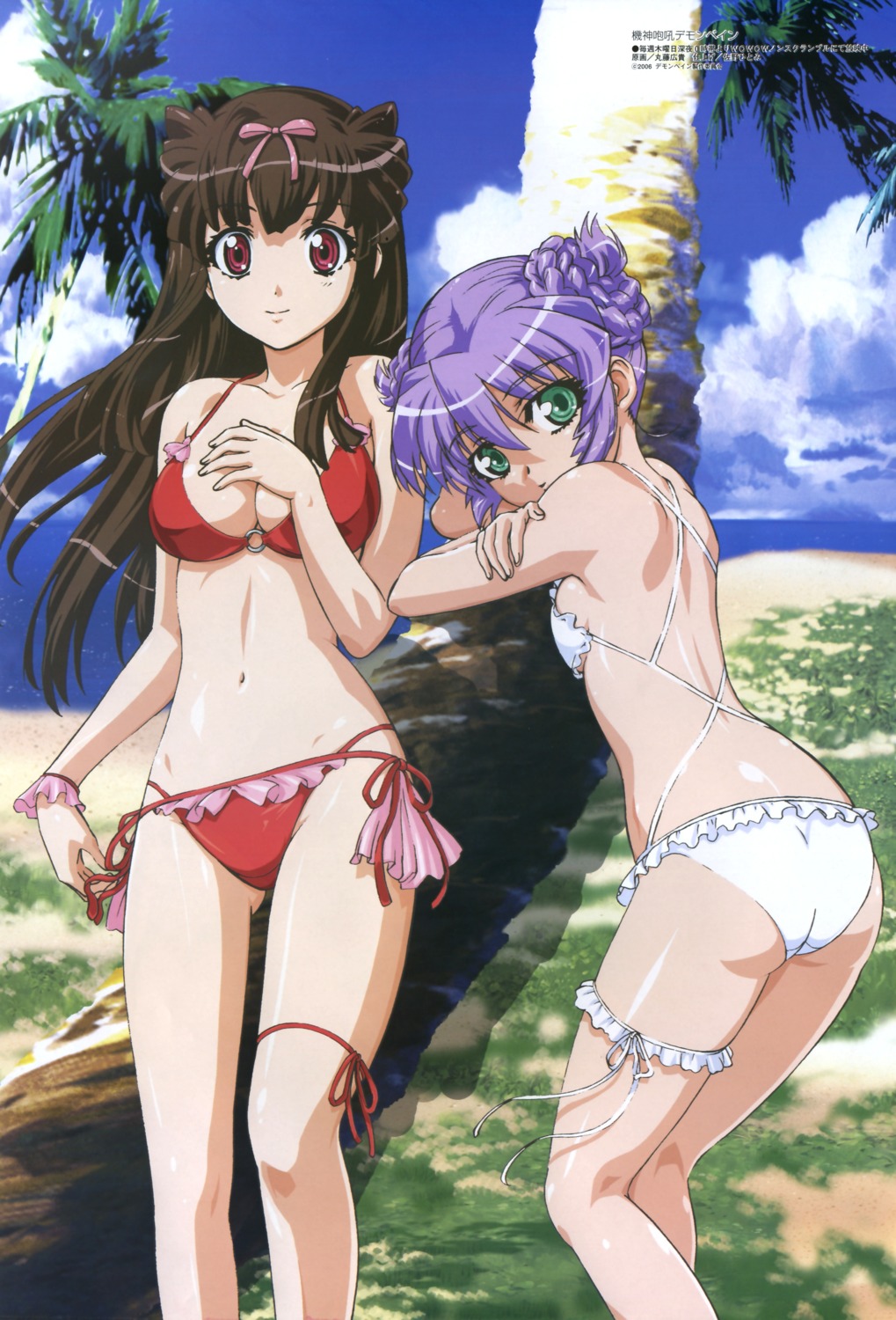 al_azif ass bikini breast_hold cleavage demonbane garter hadoh_ruri marufuji_hirotaka swimsuits