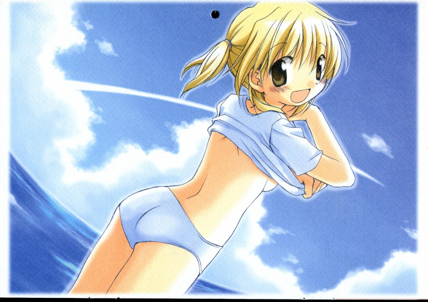 aoki_ume hidamari_sketch miyako no_bra pantsu shirt_lift