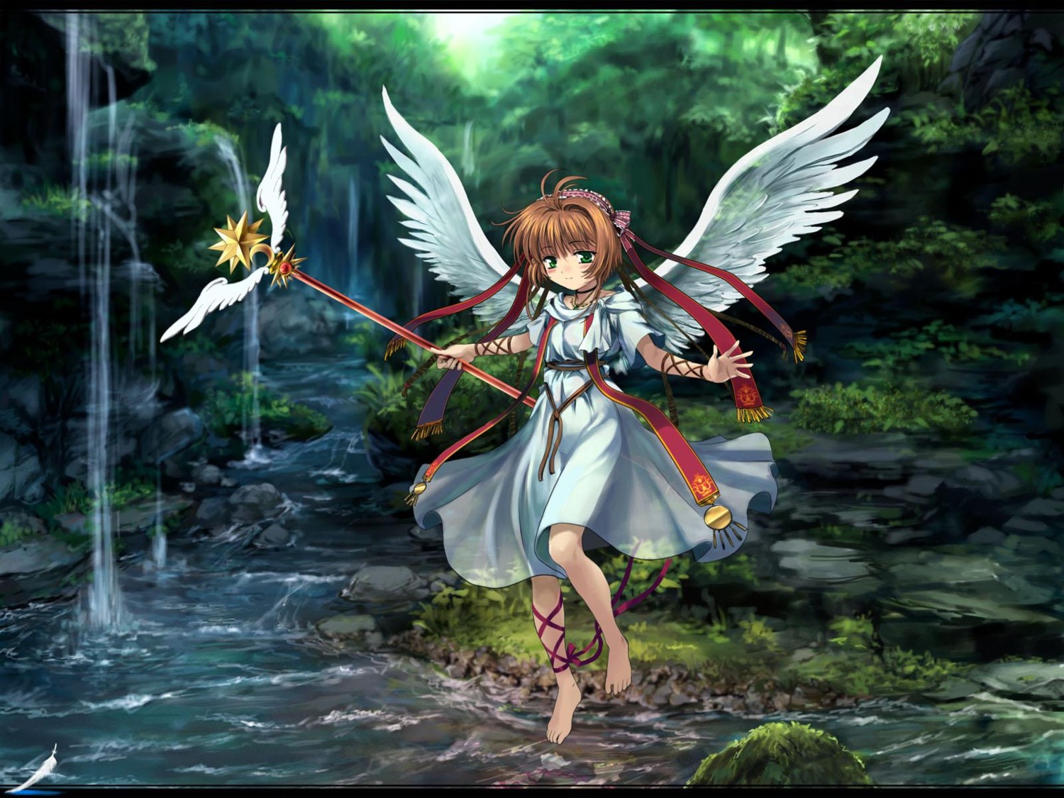 card_captor_sakura dress feet kinomoto_sakura moonknives wallpaper wings