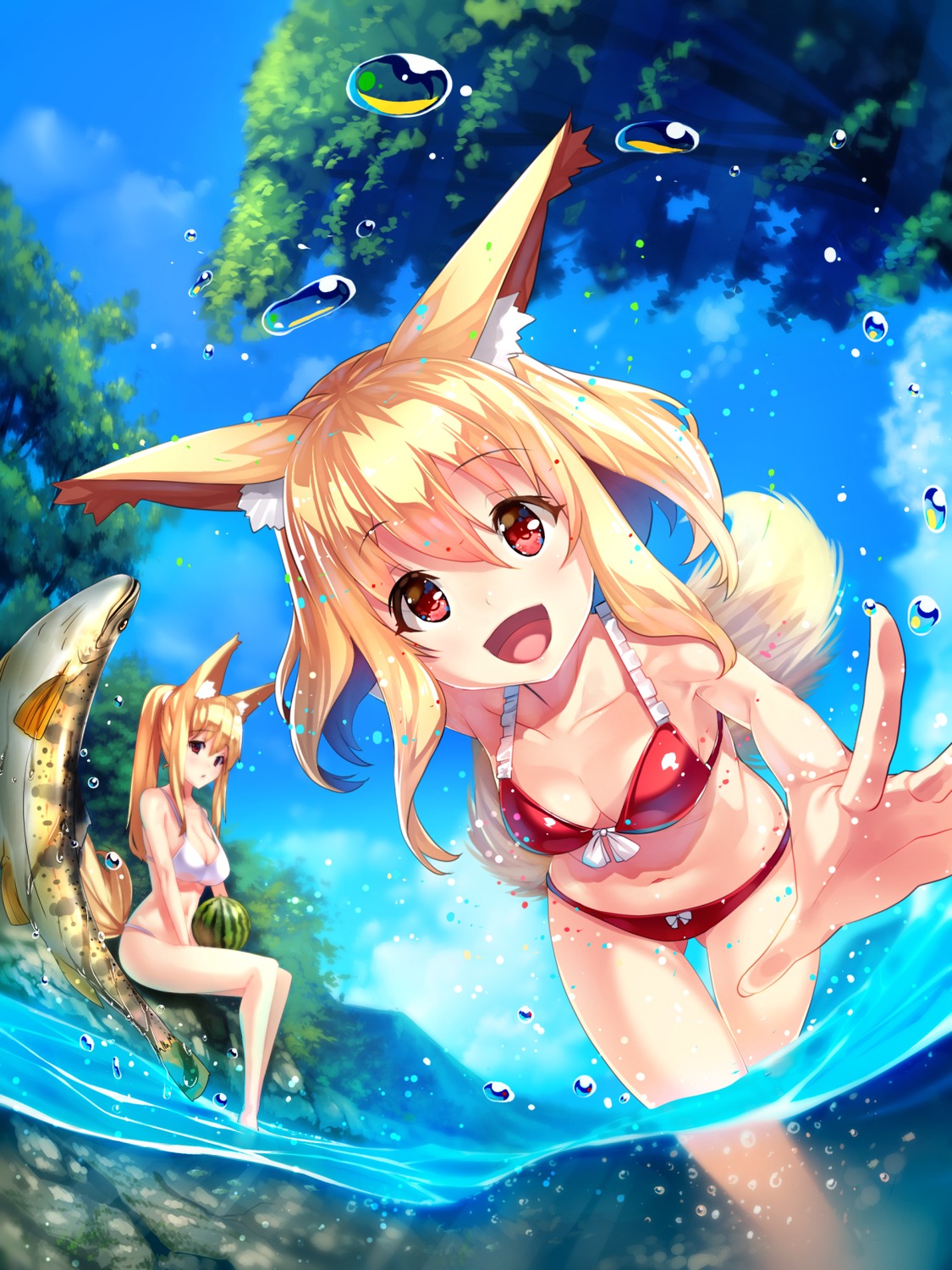 yande.re 327498 sample animal_ears bikini cleavage kitsune swimsuits tail wet yuuji_(yukimimi).jpg