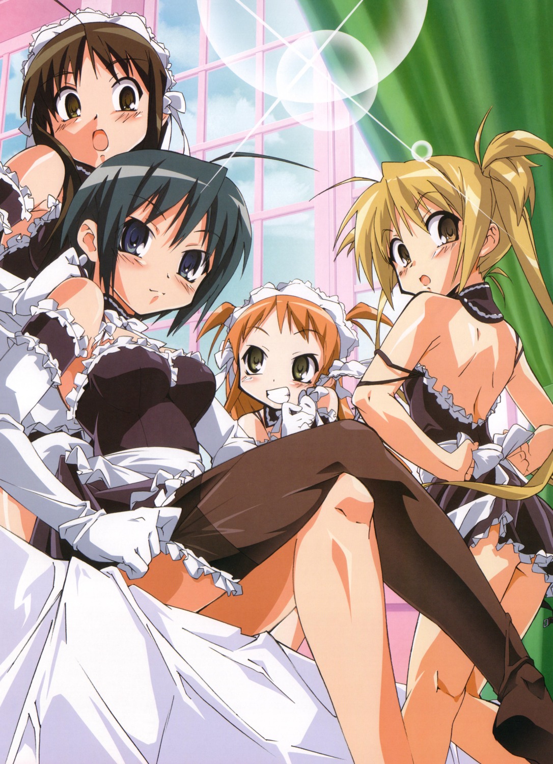 he_is_my_master kurauchi_anna maid sawatari_izumi sawatari_karin sawatari_mitsuki thighhighs undressing