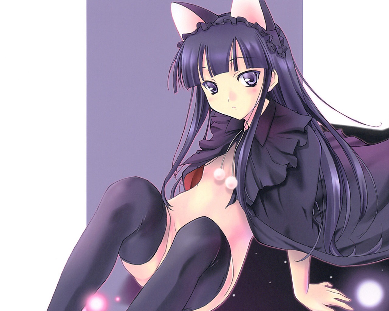 animal_ears hazuki kemokomoya komori_kei lolita_fashion naked_cape nekomimi thighhighs tsukuyomi_moon_phase wallpaper