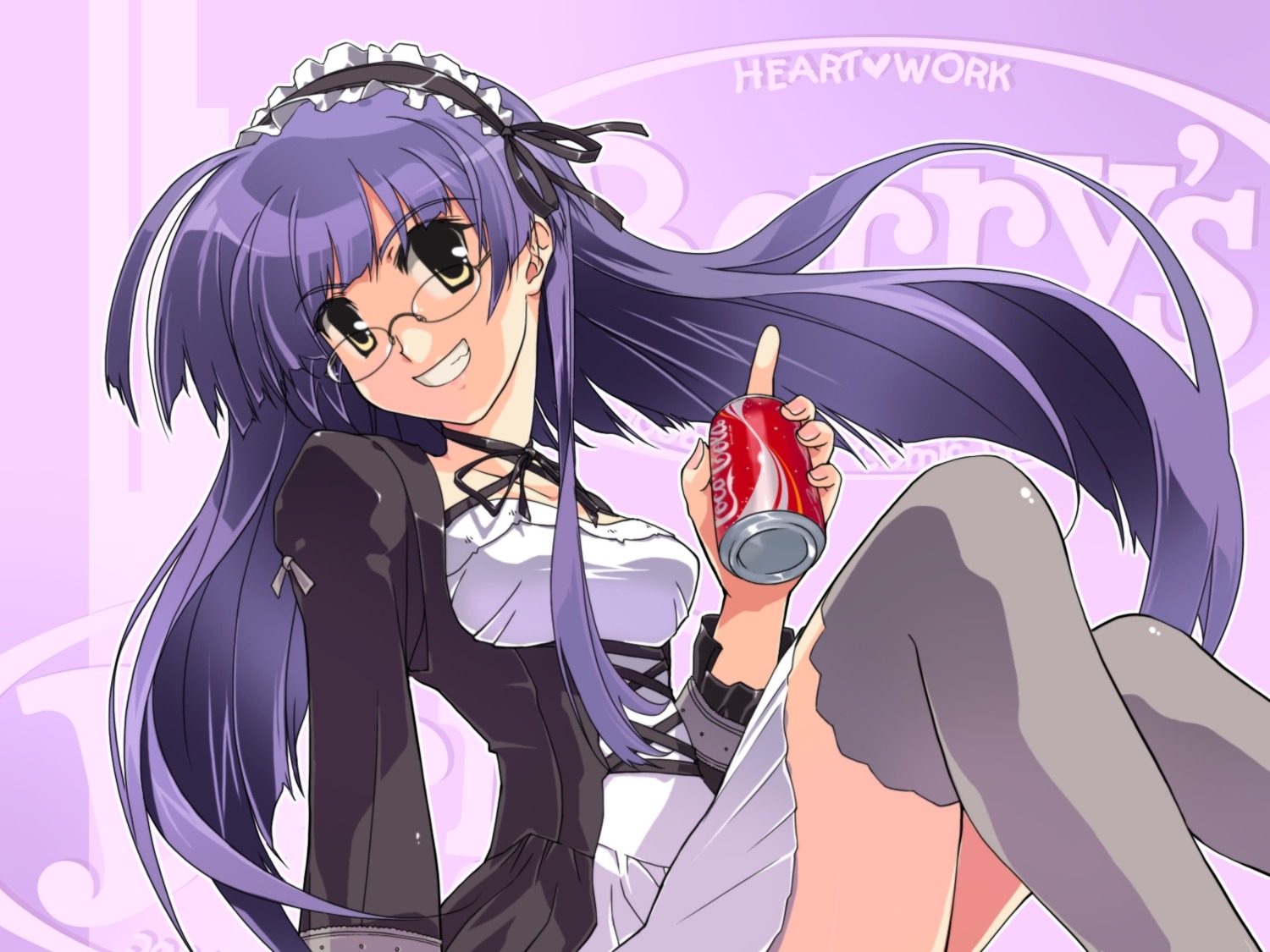 berry's gothic_lolita lolita_fashion megane sasaki_mutsumi thighhighs tsukahara_yukino waitress wallpaper