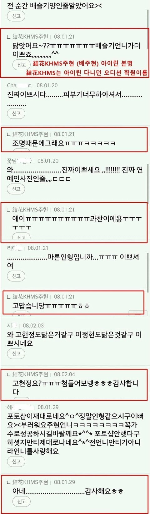 아이린 다음카페 활동 시절