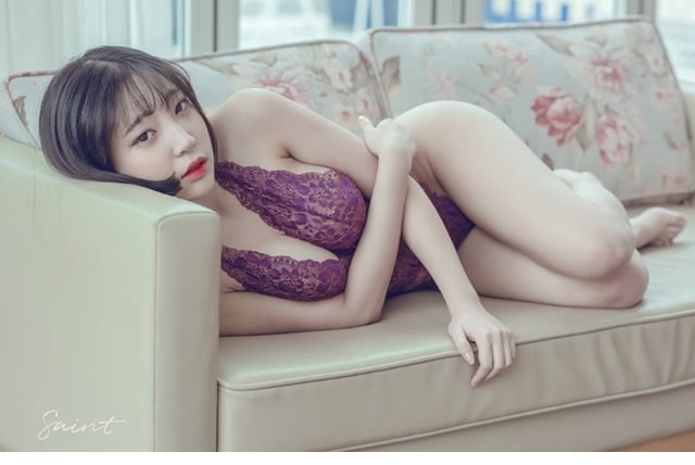 주소야 포토 보라색 란제리 강인경