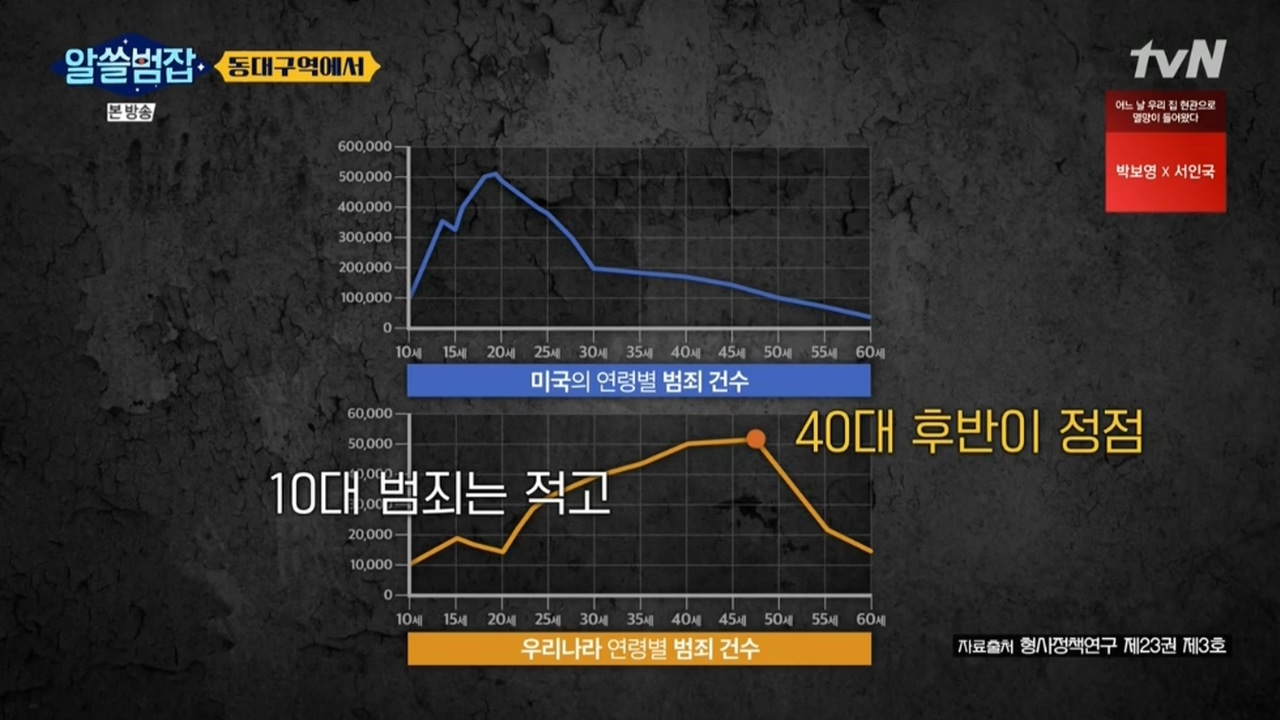 살인범의 연령대 분포가 다른 나라들과는 다른 한국 - 짤티비