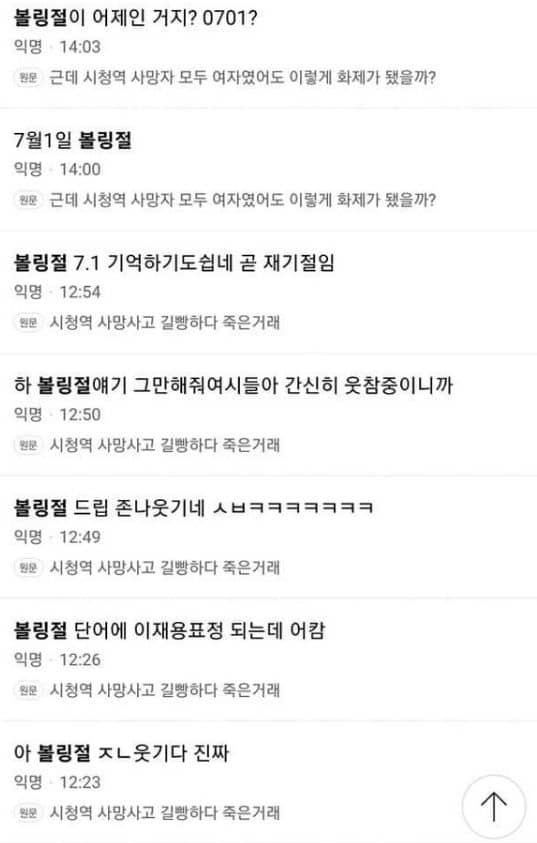 여성시대 카페 회원들의 볼링절 발언 모습