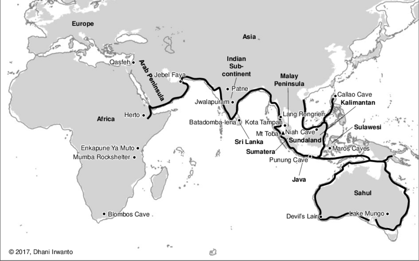 Southern-Dispersal-Route-with-archaeological-and-fossil-evidence.png 인류가 지구를 지배하게 된 이야기