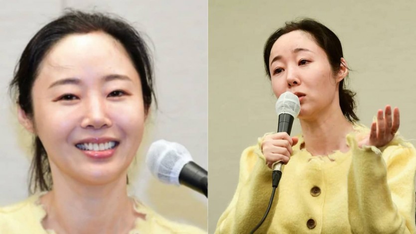 긴급 기자회견에서 밝은 모습으로 뉴진스의 비전에 대해 이야기하는 민희진 대표 모습