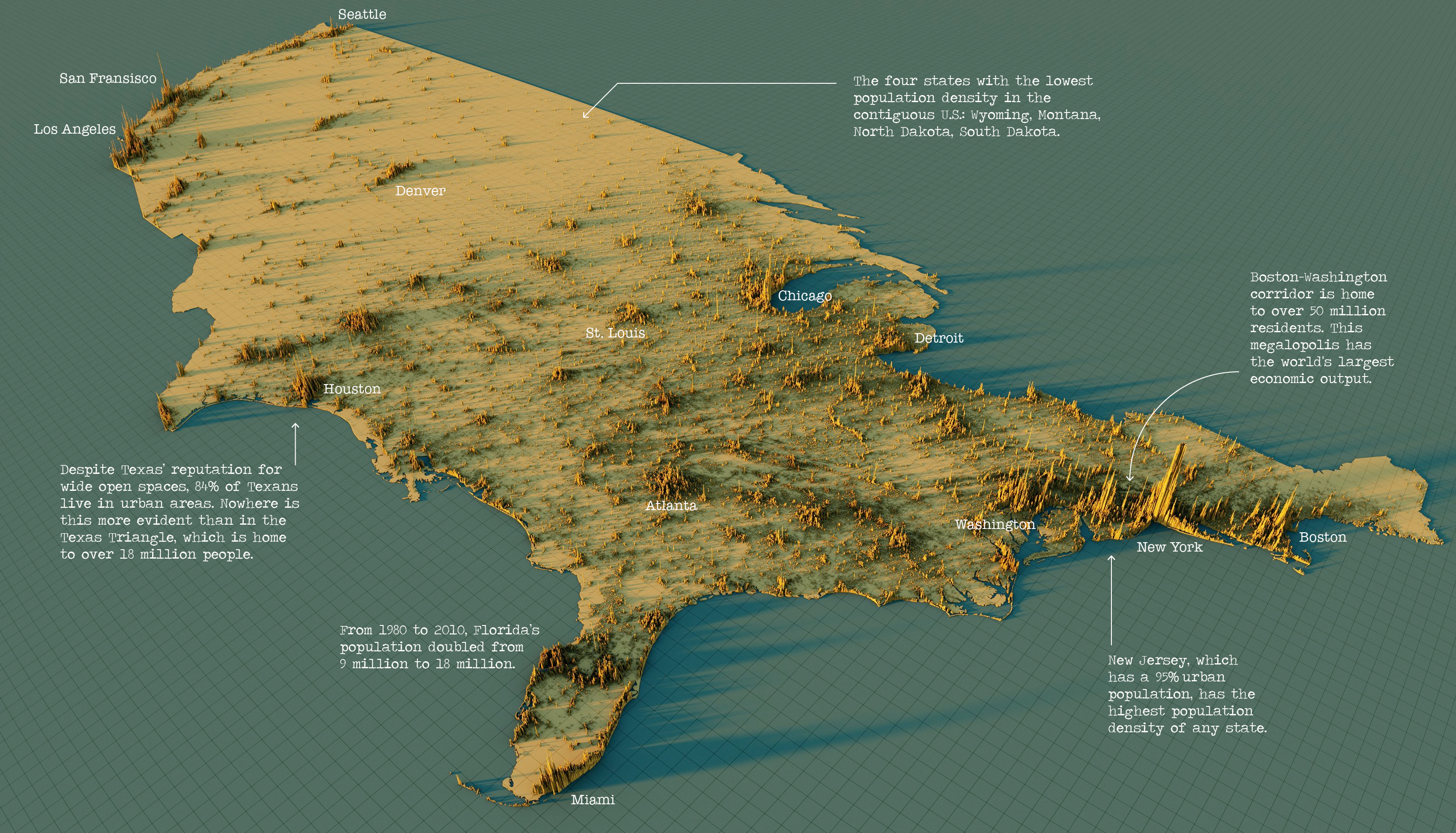 Map of U.S. Population Density - Full Map