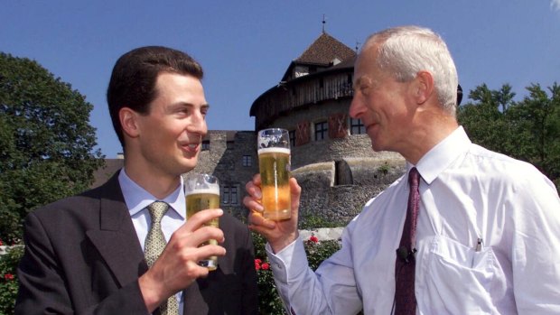 Prince Alois, left, succeeded his father Prince Hans-Adam II, right, in 2004.