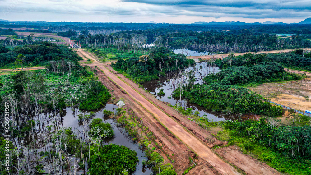 Empty highway in the jungle, future capital Ciudad de la Paz, Rio Muni,  Equatorial Guinea, Africa foto de Stock | Adobe Stock