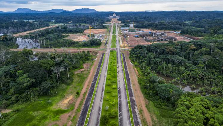 Aerial of the future Presidential Palace, Ciudad de la Paz, Rio Muni,  Equatorial Guinea, Africa